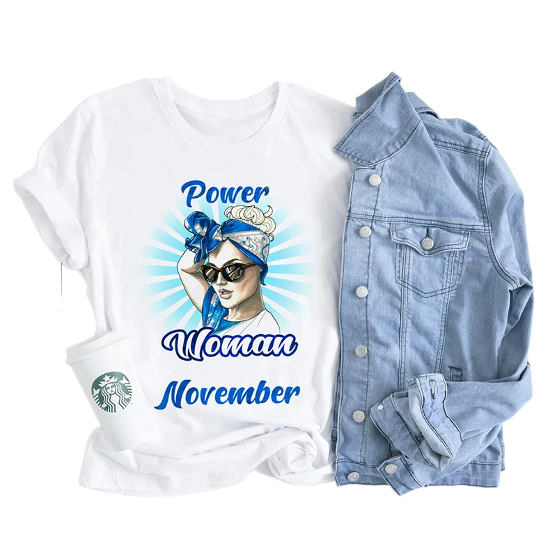 

UP-New Design African Melanin Black November Girl Tshirt Fashion Men Women Cotton Tshirt Aesthetic Clothing