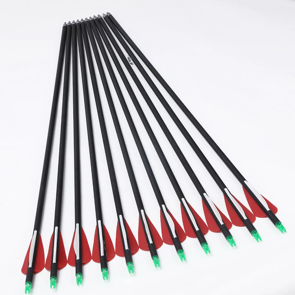 

Hot Selling ID6.2 Mixed Carbon Arrow 30 Inches Spine 500 Bow and Arrow for Recurve Compound Bow Archery Hunting Arrow Bow, Red