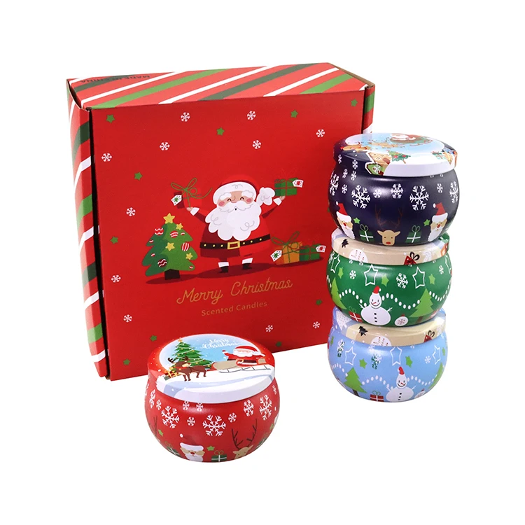 

Scented Candle Aromatherapy New Products 2020 Soy Wax Essential Oil Body Massage Candle Christmas Gift Set 4 pcs/set