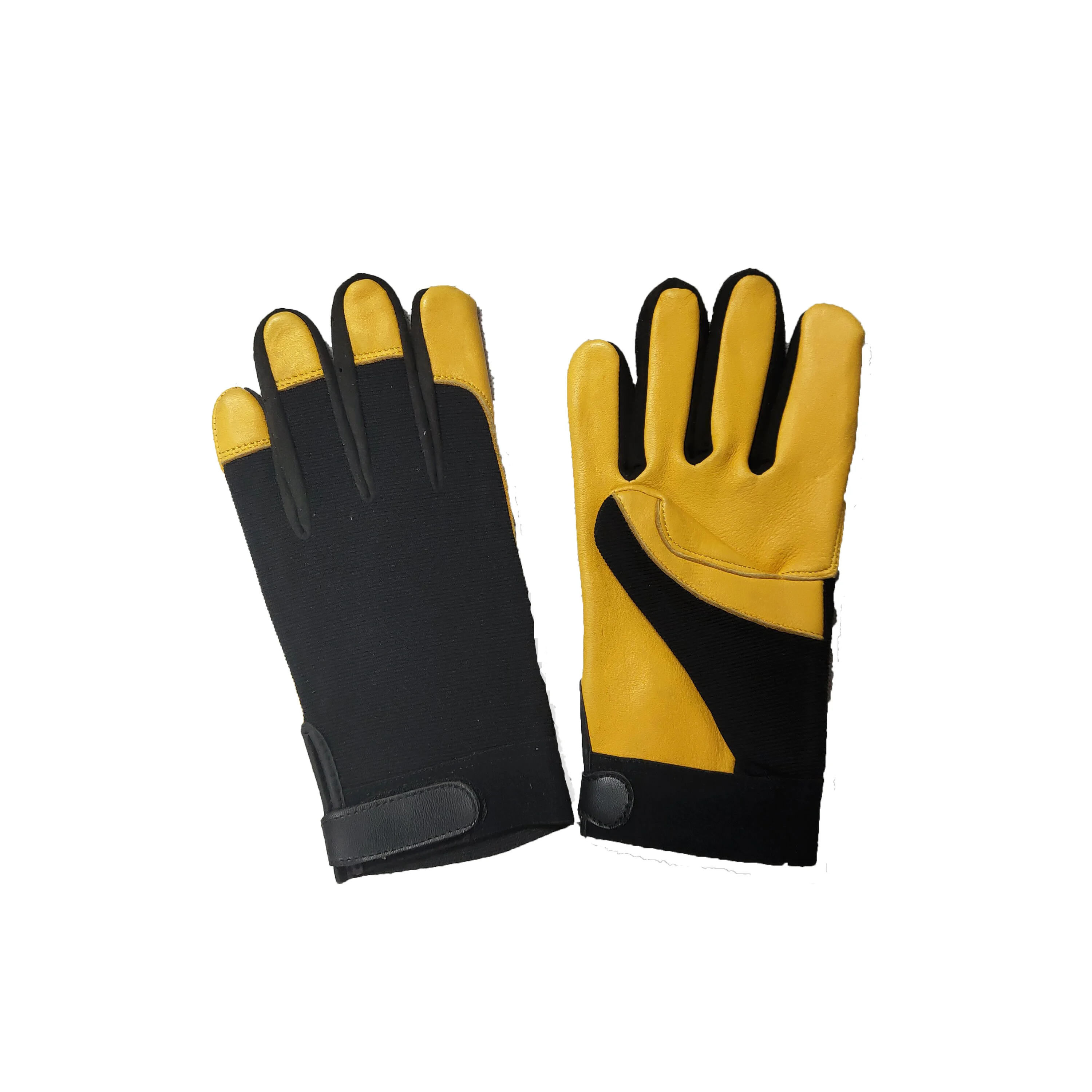 
Good quality PU leather Ottoman Knitted driving drive Mechanical safety working magic buckle cuff Gloves 