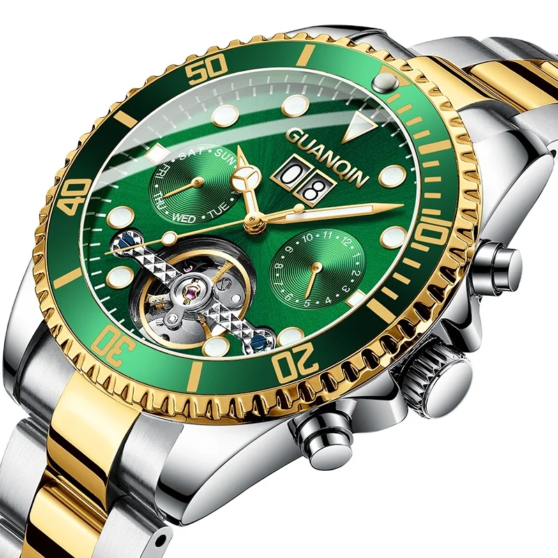 

GuanQin luxury Multifunction watches waterproof 5 ATM Design Stainless Steel Strap case men watch