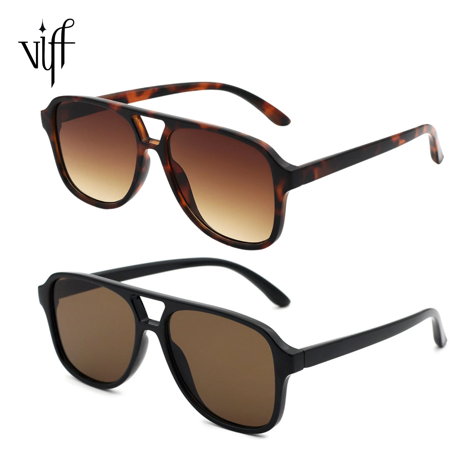 

VIFF HP21163 Square Tortoiseshell Frame Double Bridge Eyewear Designer Sun Glasses Manufacturer Retro Unisex Sunglasses 2021