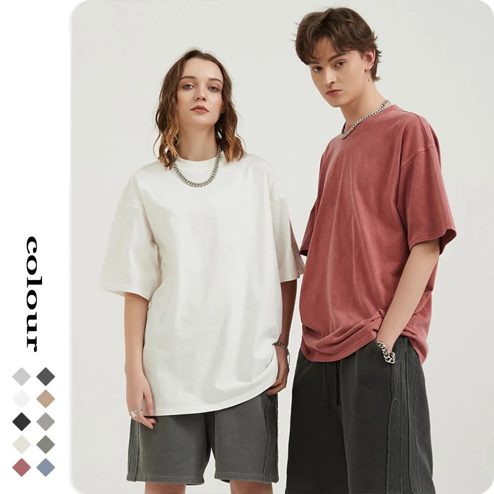 

Vintage Washed Short Sleeve T-shirt Men's Loose Cotton Men's Fashion T-shirt