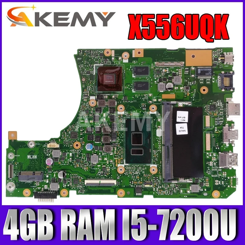 

Akemy X556UQK motherboard For Asus X556UV X556UQ X556UQK X556UVK laptop motherboard 4GB RAM I5-7200U SR2ZU CPU GT940M-2G Test Ok