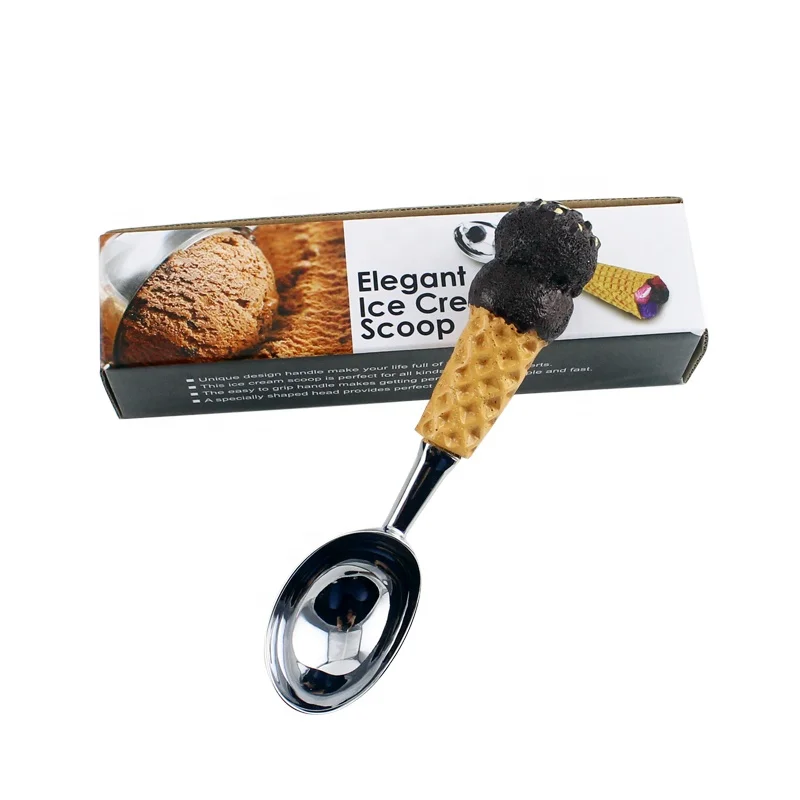 

Customizable shape Ice cream tools trigger wholesale Zinc Alloy Ice Cream Scoop With Non-slip resin handle