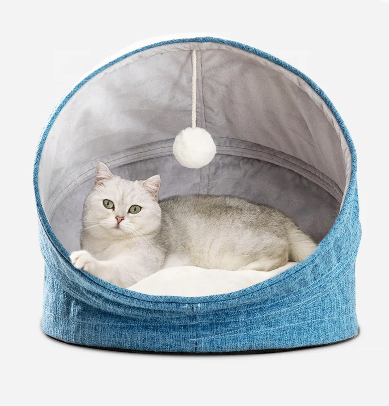 

Factory New Style Cat Cave and House for Indoor Kittens Cozy Kitty Tent Bed with Warm Cushion Pad for Hideaway Pet Bed