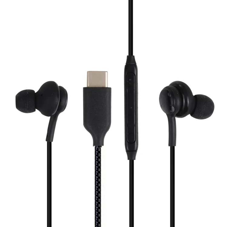 

USB-C / Type-C Interface In-ear Woven Wire-controlled Earphone for Samsung Phones, Cable Length: 1.1m, Black
