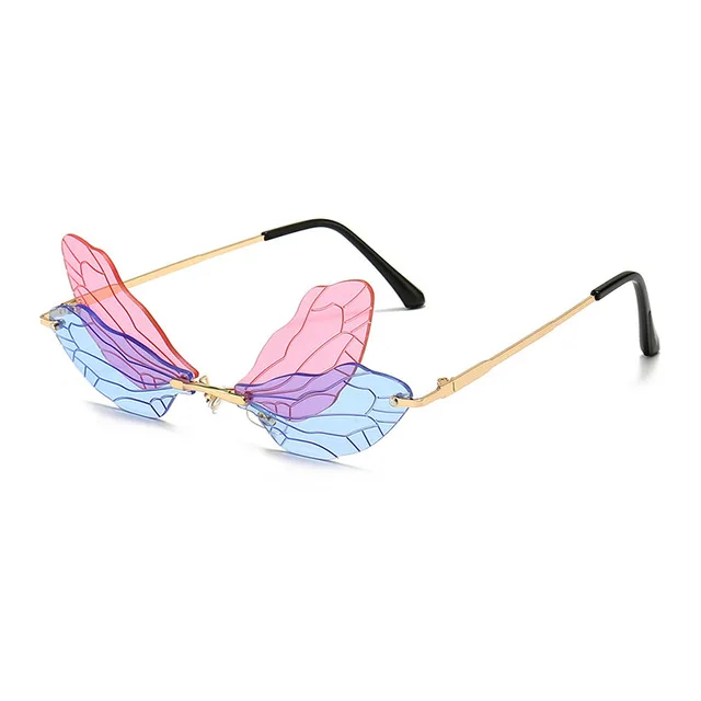 

Bogoo 2020 New fashion luxury frameless dragonfly wings women's Sunglasses street photography travel driving glasses