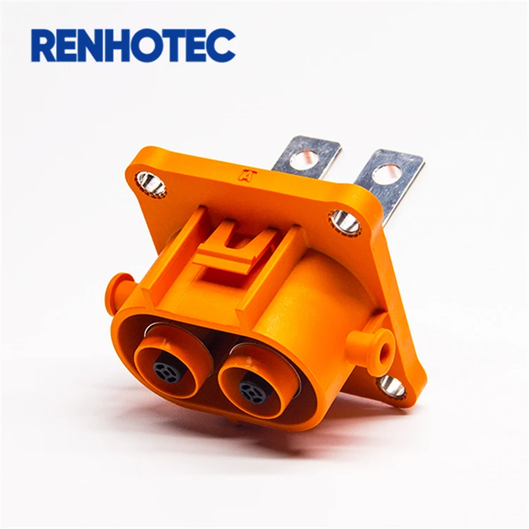 EV 1500V High Voltage 125A Plug And Socket Plastic Shell 2 pin Of 6mm Plastic Socket HVIL Connector