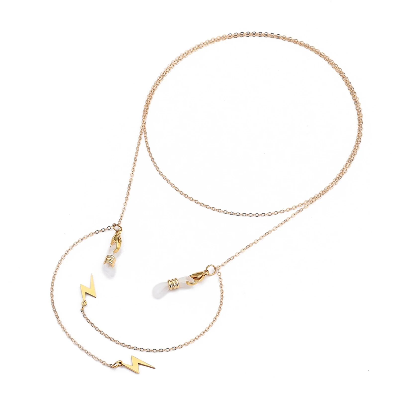 

PandaHall Lightning Bolt Charm Brass Cable Eyeglasses Chains, Golden