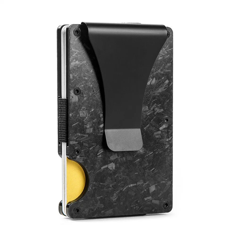 

2020 New Minimalist Forged Carbon Fiber Card Holder Wallet RFID Blocking Slim Wallet Credit Card Holder, Black