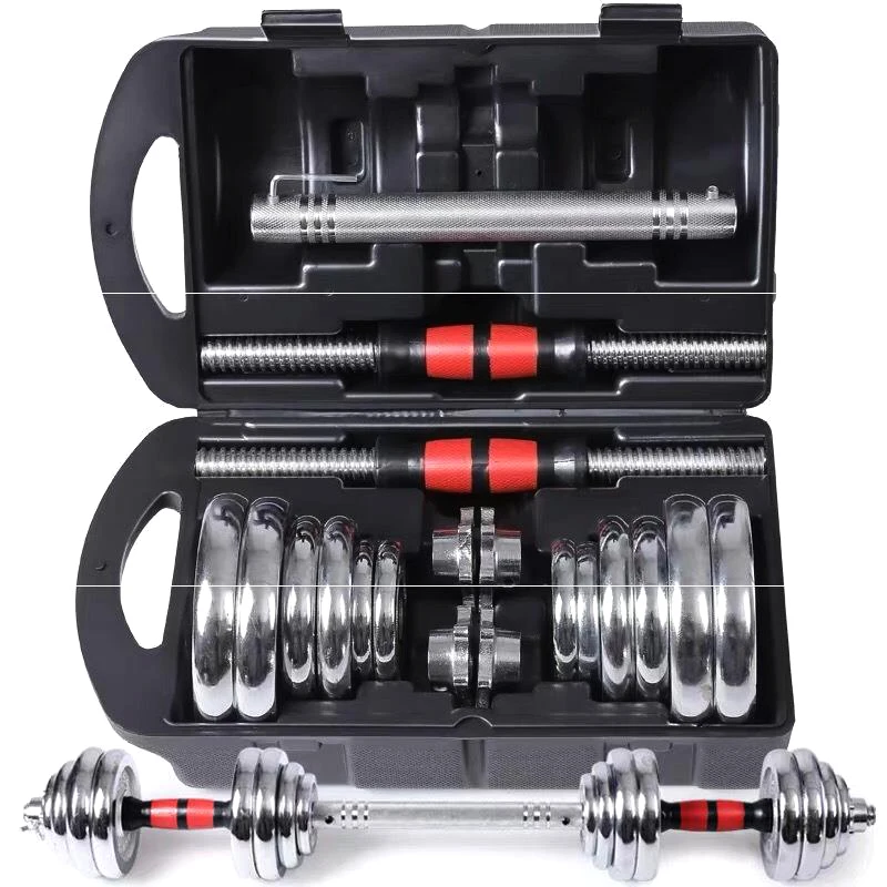 

Low price electroplated dumbbell bar 40kg steel dumbbell bar set dumbbell set 30kg, Silver