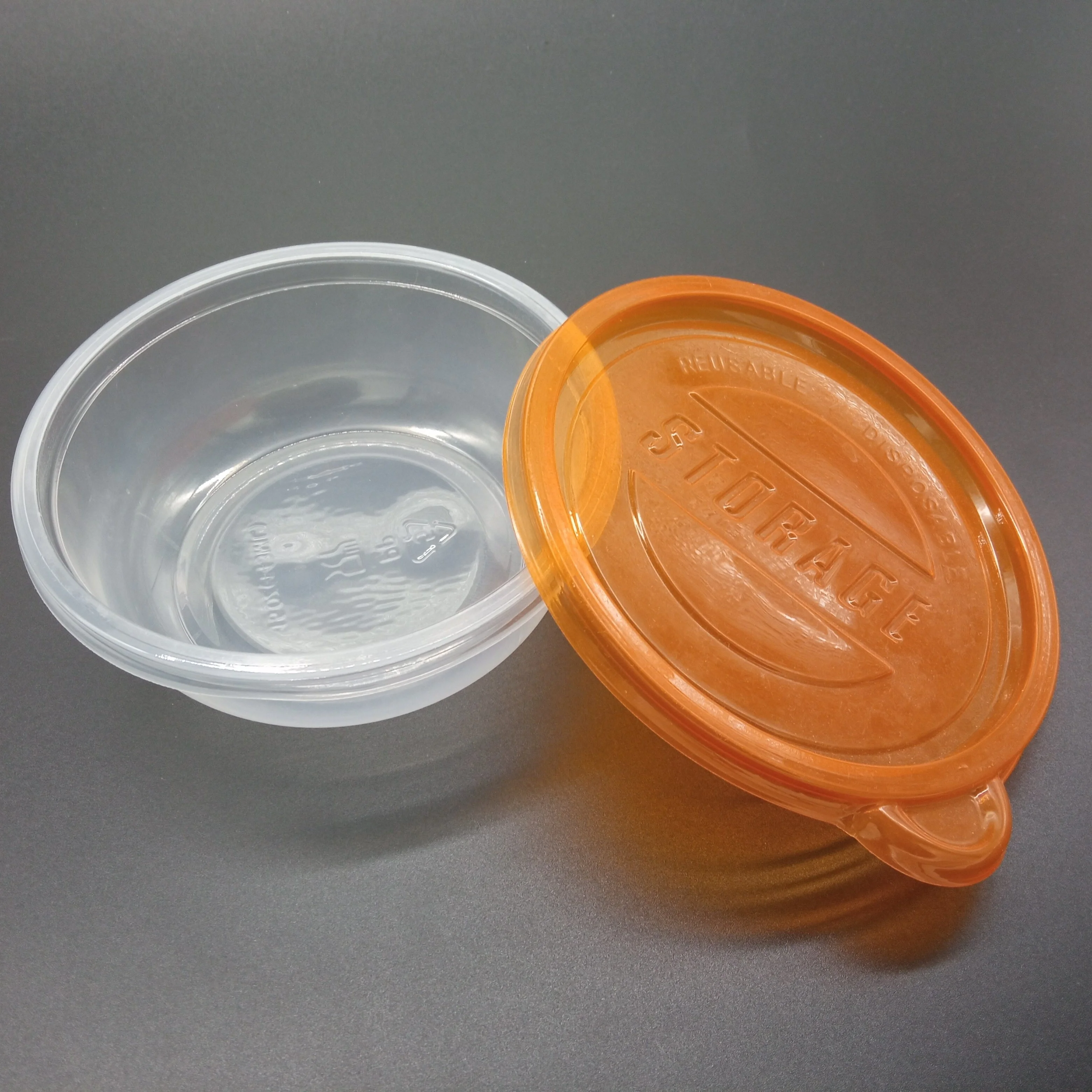 

Portable multipurpose airtight waterproof visible fresh food container plastic lunch box with lid, Orange and transparent,customized