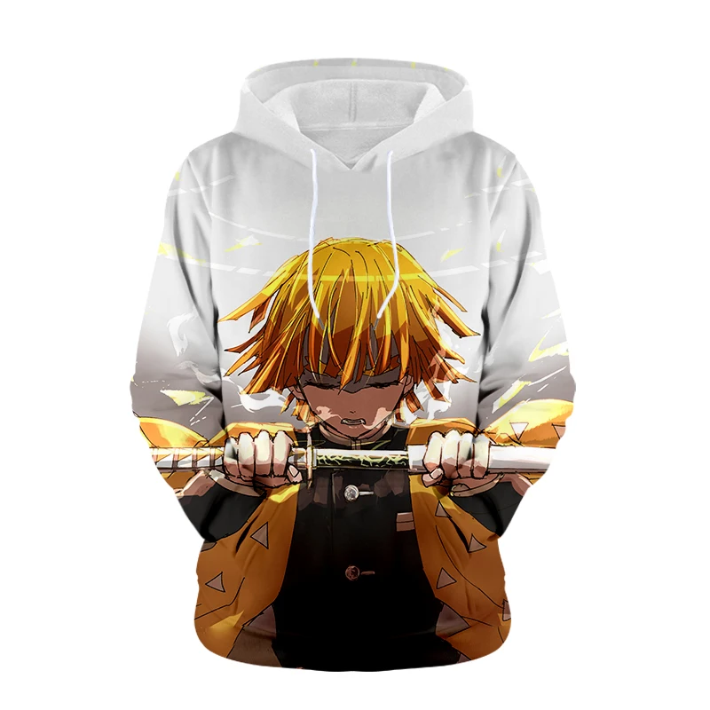 

Anime Hoodie Polyester Pullover Men's Long Sleeve 3D Printing Casual Sports Hoodie Demon Slayer Clothes Sweater