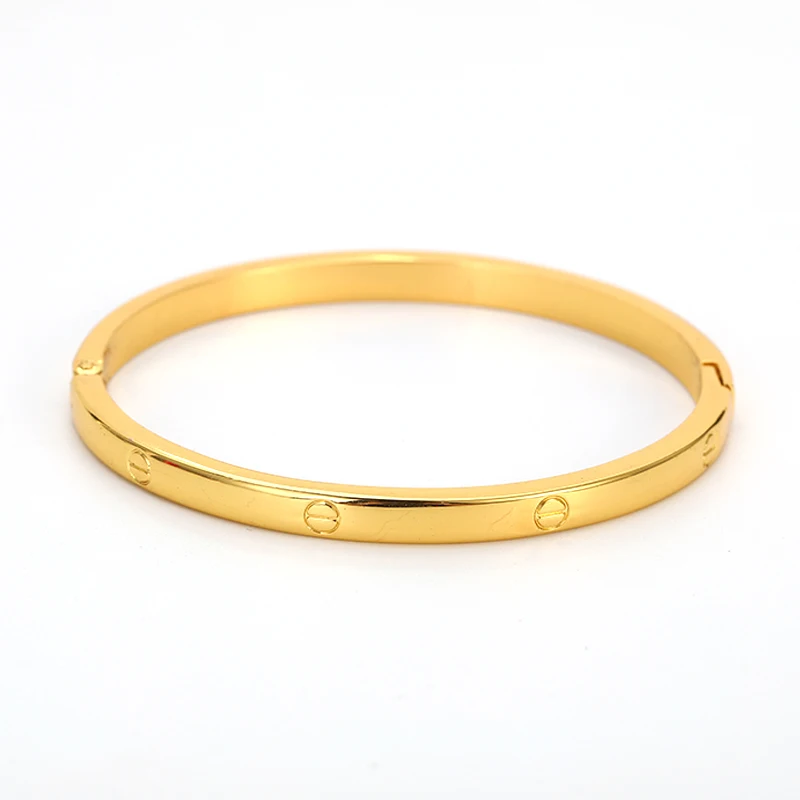 

2021 Fashion Vintage Gold Plated Women Bangle Adjustable No Fade Stainless Steel Bracelet For lady, As the picture