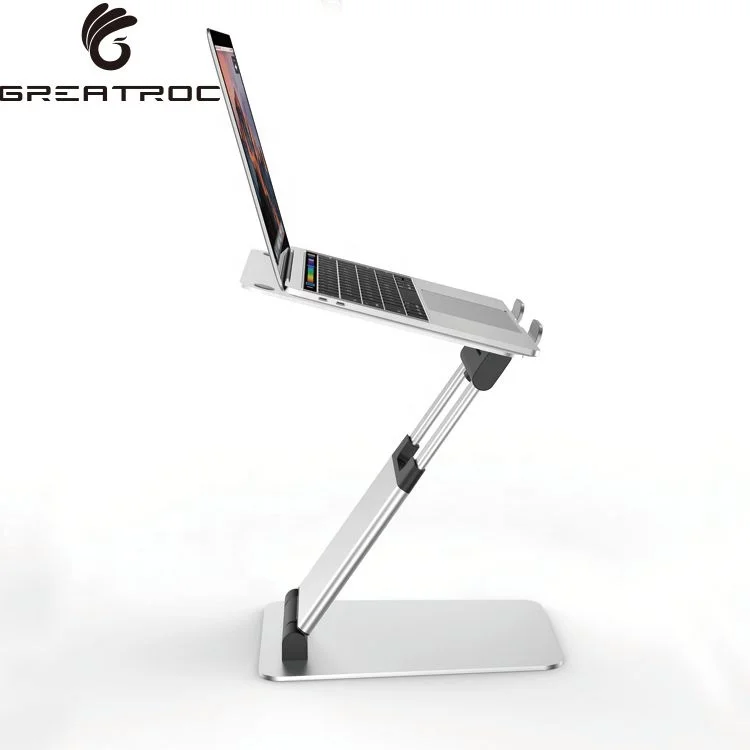 

Great Roc Super Hot Support Stand Up Working Universal Ergonomic Portable Height Adjustable Laptop Stand,Laptop Holder, Silver,grey