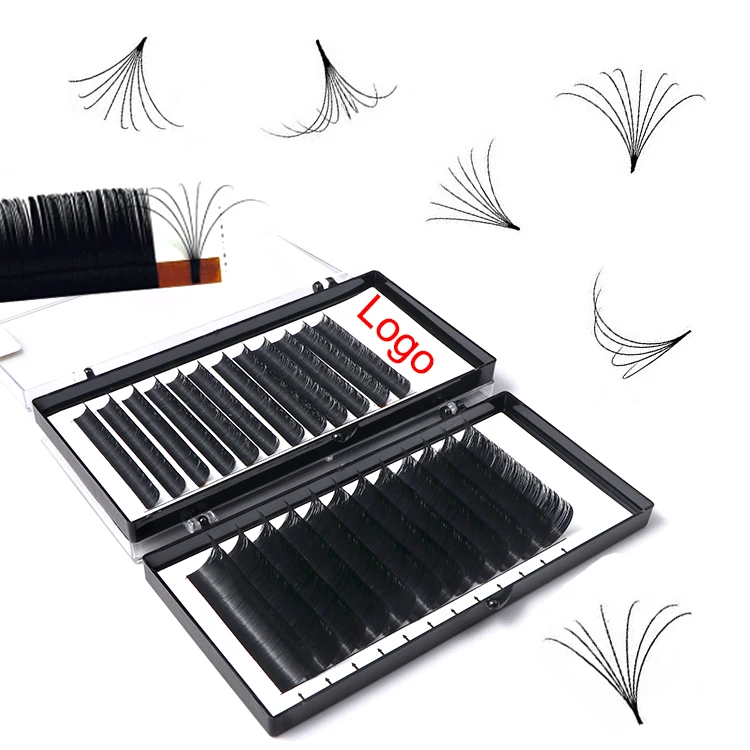 

Soft Volume Silk Mink Eye Lash Extensions Trays d Curl Matte Easy Fan Eyelash Extensions Supplies, Matte black / oem