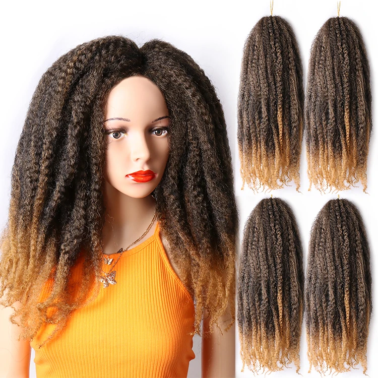 

Synthetic Ombre Color Marley Cuban Afro Kinky Curly Twist Hair Crochet Braids Braiding Hair for Faux Locs, #1b,#27, #30 ,#t27, #t30