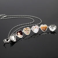 

Hot Openable Photo pendant Necklace Angle Wings Heart Shaped Foldable Multi Layer expanding photo locket necklace for girlfriend