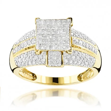 

Luxury 14k Gold Plated Iced Out Cubic Zircon Hiphop Men Women's Engagement Ring Jewelry