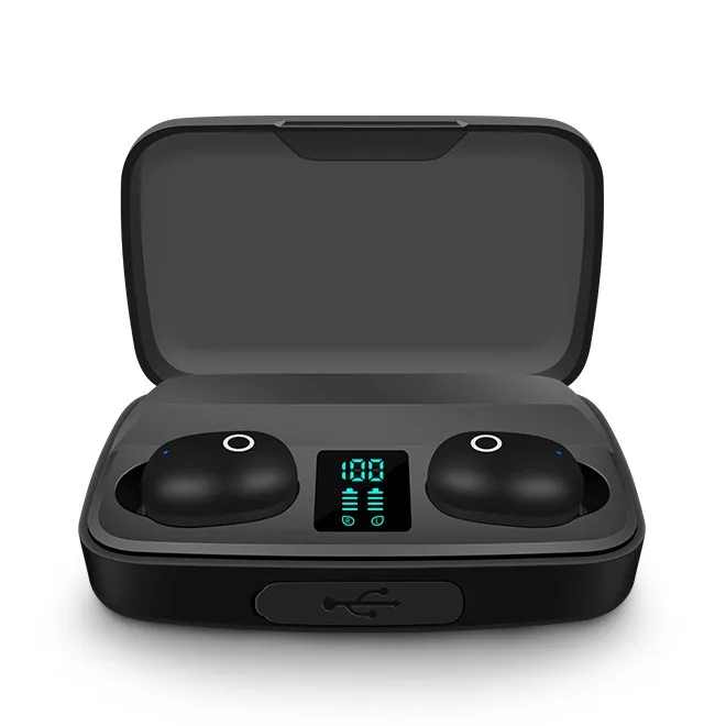 

2020 TWS A10S wireless earphones BT 5.0 sports LED touch screen earbuds with power bank a10s TWS earphones, White, black