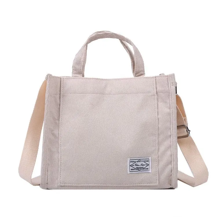 

Custom Corduroy Canvas Shoulder Bag Eco Messenger Bags Casual Cotton Canvas Tote Crossbody Bag, Any color