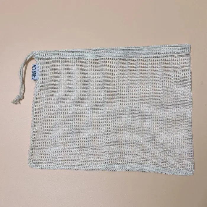 

Reusable fruit vegetable organic cotton mesh bags for supermarket cotton net mesh foldable cotton mesh bag, Natural