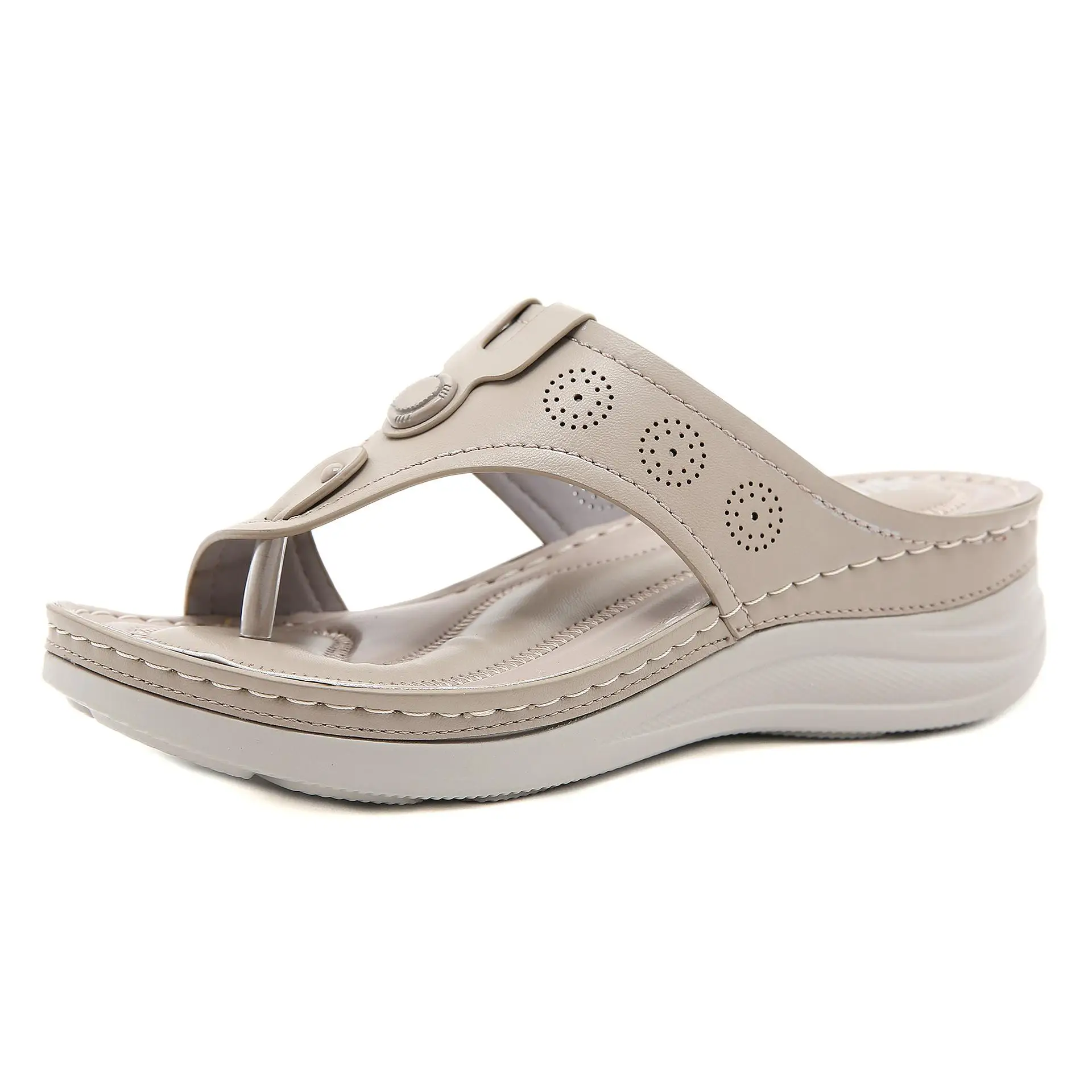 

2021 summer new women's sandals fashion comfortable casual shoes PU thick bottom ladies wedge sandals