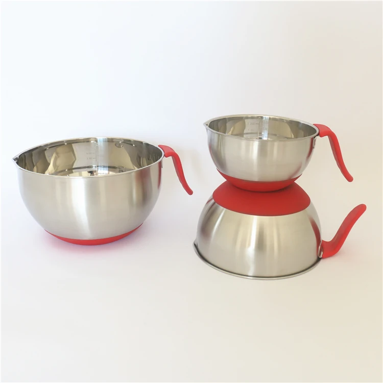

Stainless Steel Mixing Bowlsalad bowl with silicone base with long handle