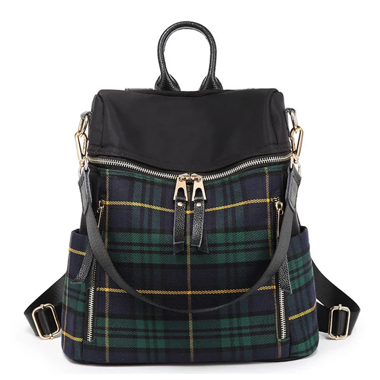 

outdoor girls lattice grid decoration waterproof nylon women mini backpack