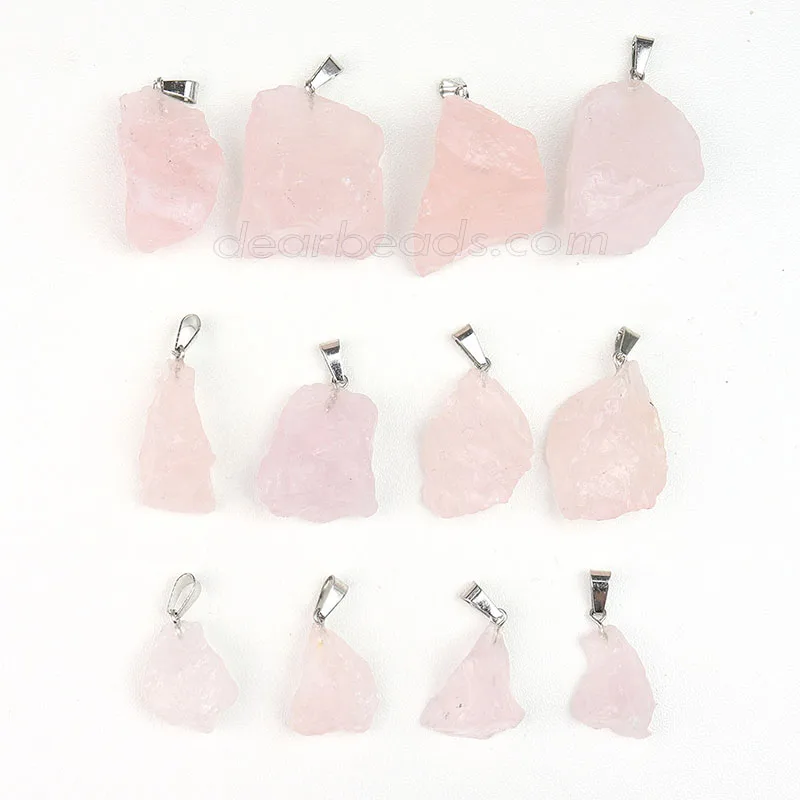 Cheap Natural Irregular Raw Rough Rose Quartz Stone Pendant For Jewelry Necklace Making