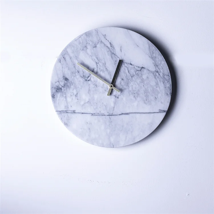 

Home Decorative Natural Marble Elegant And Simple Round Wall Clock Marble Wall Clock, White black gray green marble