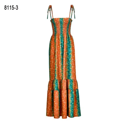 F20590A European style woman maxi dress floral printed skirt lace top long dress chiffon new style beach dress