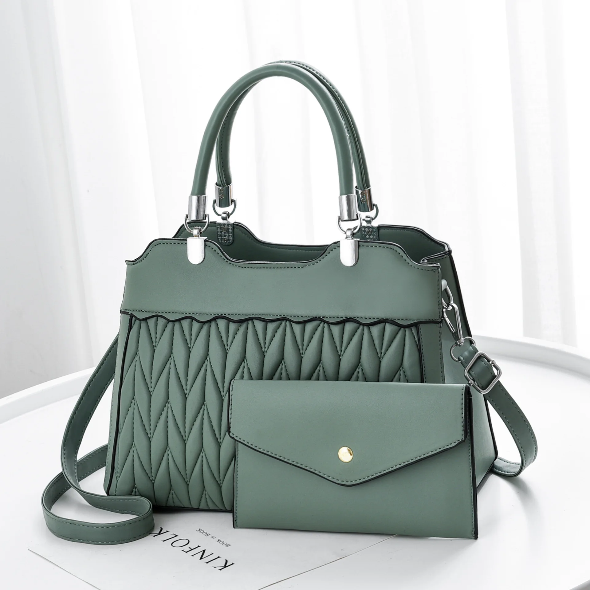

2021 2pcs Handbag Fancy Style Fashion Ladies Handbags Sets Women PU Leather Hand Bags, 6colors