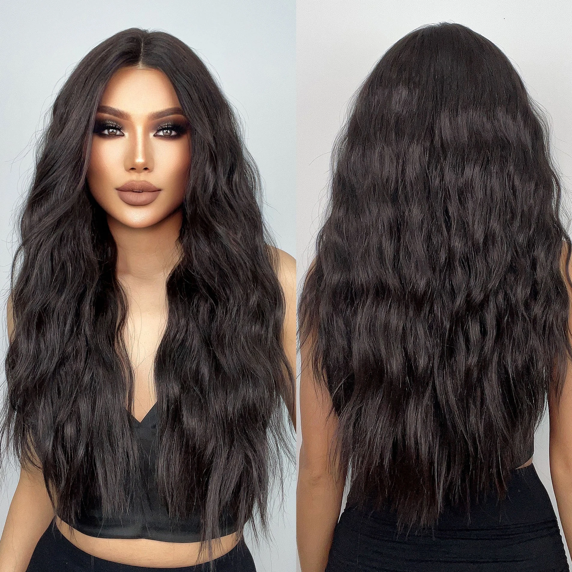 Future Chemical Fiber Front Lace Natural Curly Wig Black Wig Soft High Density Smooth Knotless Super Curly Wave