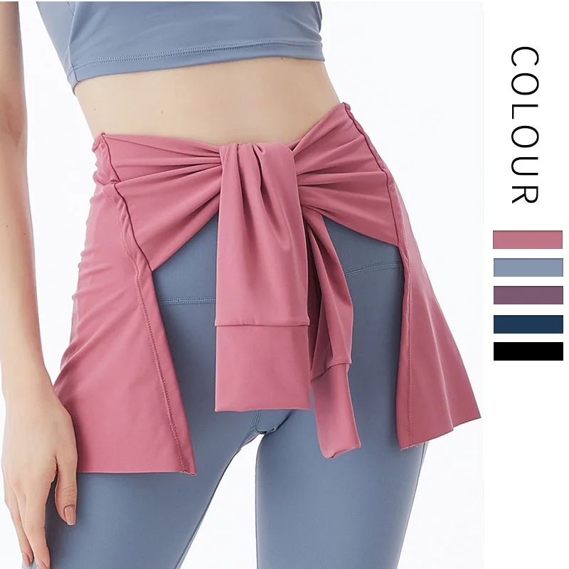 

New Sports Hip Cover Skirt Yoga Shawl Women Knotted Running Yoga Dancing Fitness Anti-Embarrassing Cover Hips Half-Length Apron