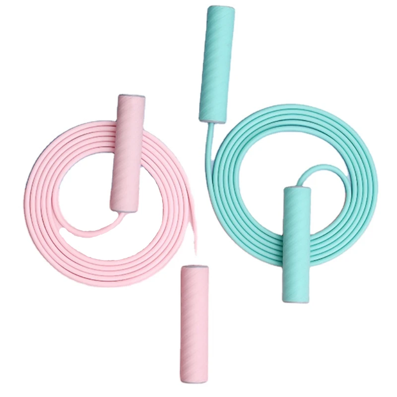 

2021 Home Fitness Yoga Weighted Jump Rope Boxing Fitness Silicone Handle Cordless Speed Skipping PVC Ropes, Pink blue yellow black