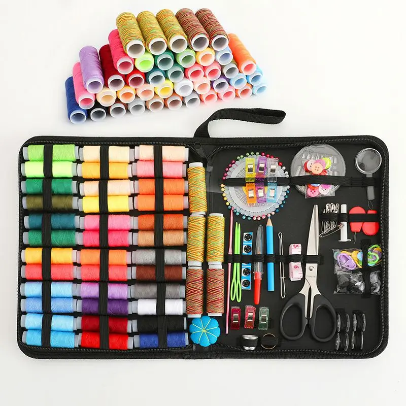 

Weitian WT brand ready to ship colorful household homework handmade DIY craft 182 PCS Hot Sales Travelling Sewing Kit bag supply