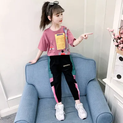 

Children clothing Girls summer dress girls big children summer short sleeve sports clothes set for girls