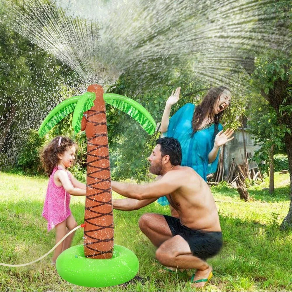 

PVC Sprinkler Palm Tree Kids inflatable Outdoor Party Spray Inflatable Coconut Palm Tree Yard Sprinkler Toys, Green