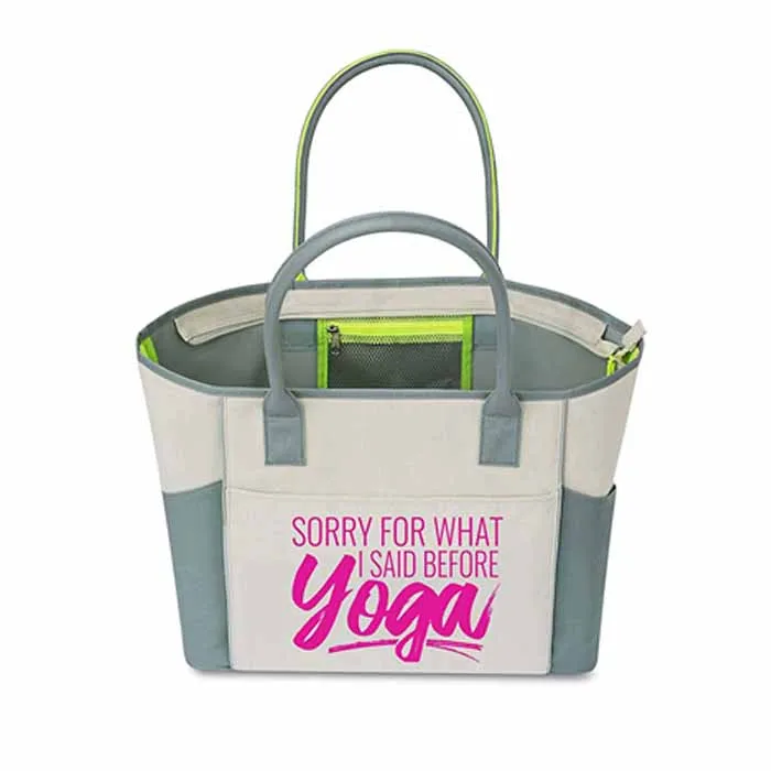 Yoga Tote Bag For Women Includes Space To Carry Sturdy Canvas Material Yoga Mat Yoga Tote Gym
