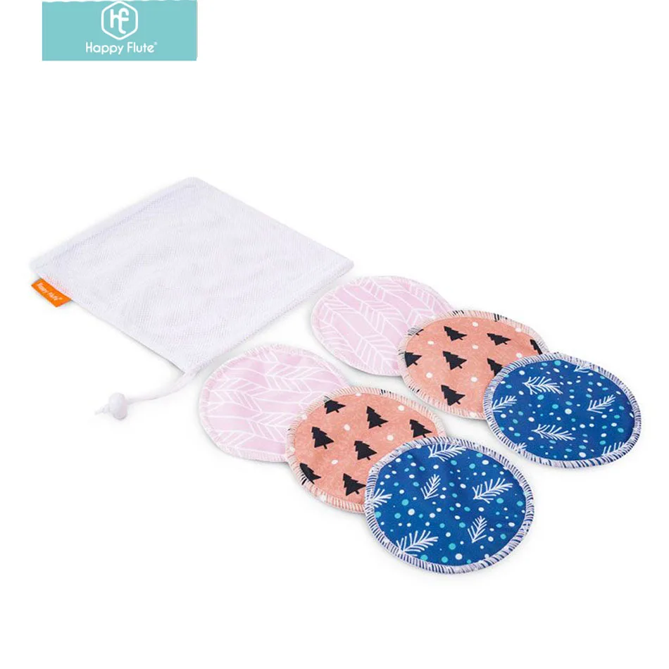 

Happyflute Reusable Breast feeding Pads Washable Bamboo Nursing Pads with Laundry Bag, Printed