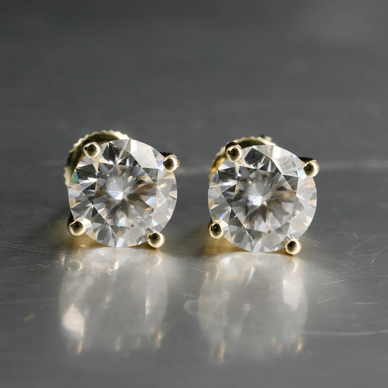 

Zuanfa  2ct Stud Earring 10K Yellow Gold Moissanite Diamond Stud Earring