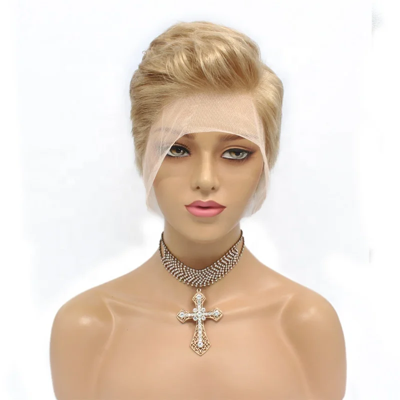 

Pixie Cut Short Bob Straight Hair Natural color #613 Color Human Hair Full Lace Wig or Lace Front Wig