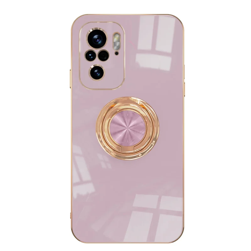 

Luxury Plating Phone Soft TPU Plating Stand Ring Holder Car Mount Case For Xiaomi Redmi Note 10 Pro Note 10S