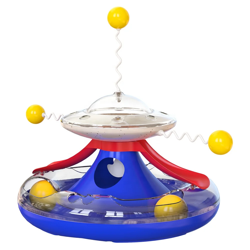 

new hot product Cat Turntable Track Ball happy turntable cat toy with food dispensing, Blue,pink,yellow.lake blue
