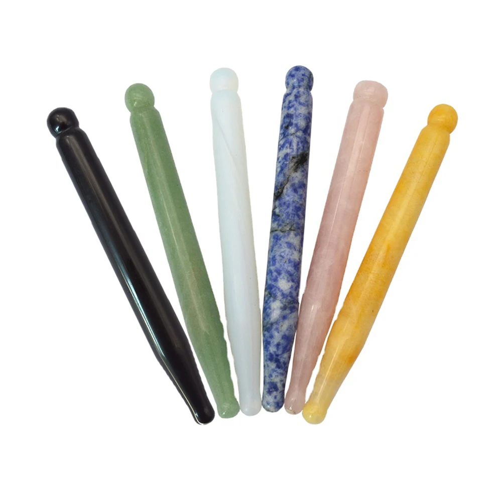 

Rose Quartz Guasha Pens Opalite Acupuncture Needle Massage Stick Blue Point Jasper GuaSha Pen For Eye Nasolabial Folds