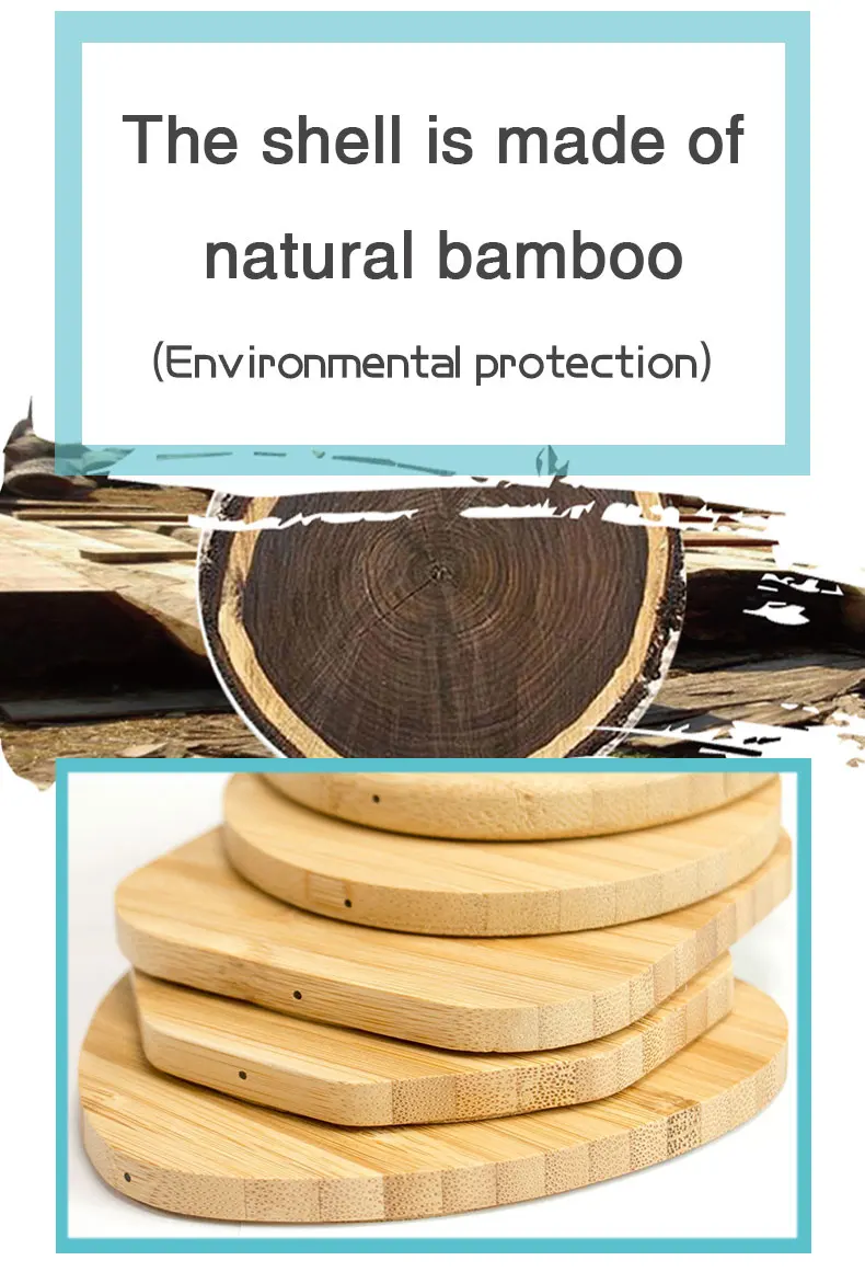 Wireless Charging 2020 NEW Hot Selling Portable Universal Wooden Wireless Phone Charger Fast Charging  Customized Mobile Power