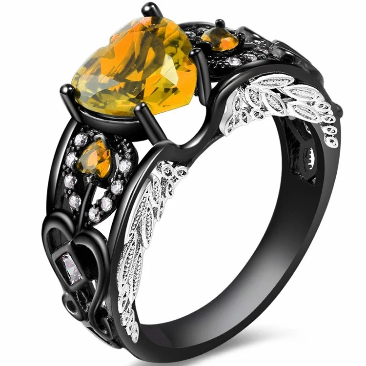 

Black Gold Plated Angel's Heart November Ring