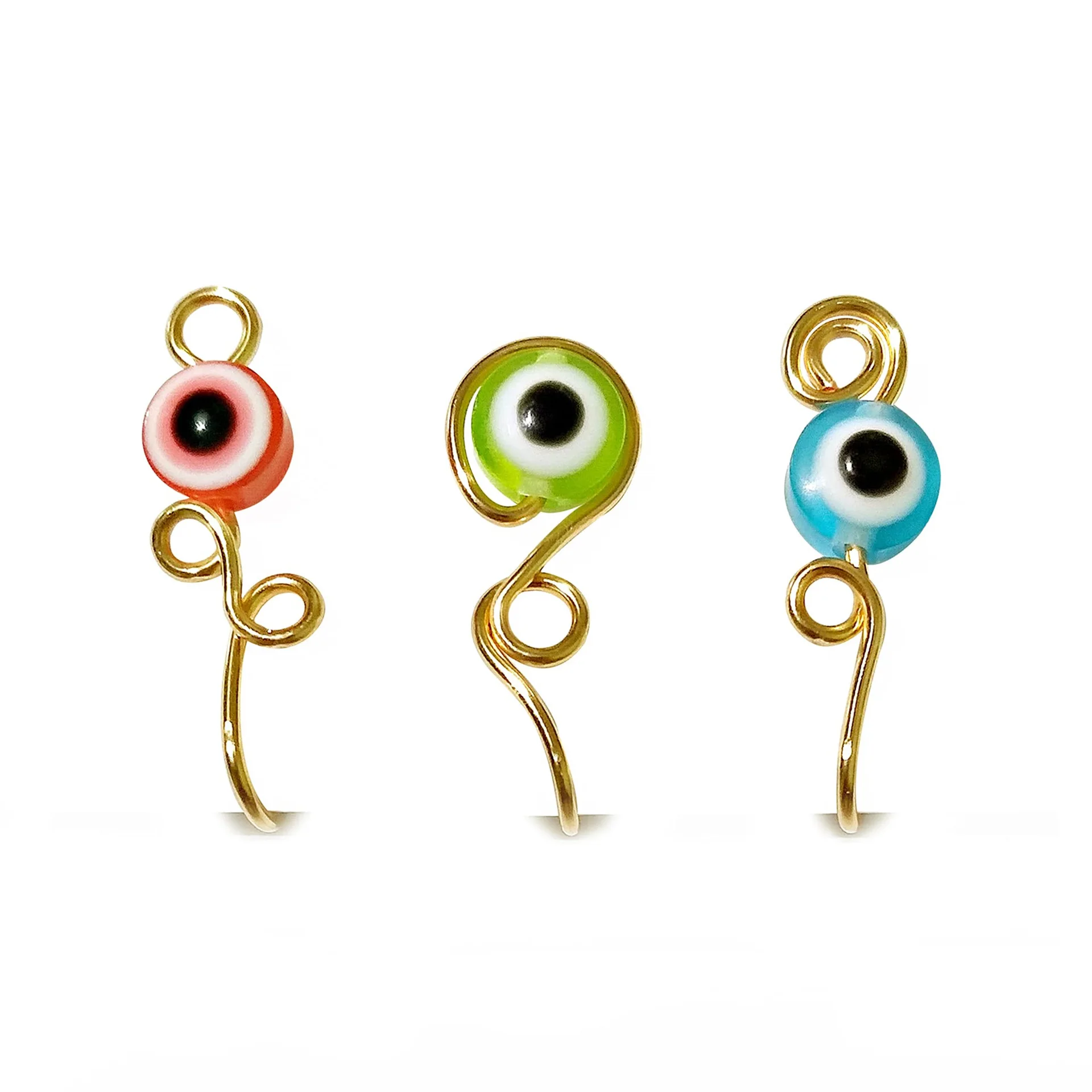

Gaby new design cute devil eye nose cuffs Hoop nose clip non piercing faux nose rings Jewelry, Red,green,blue